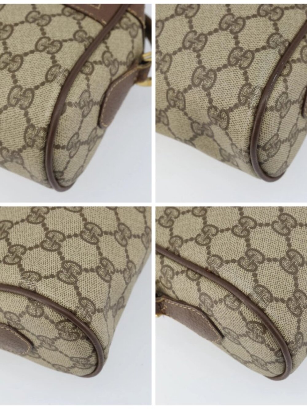 GUCCI GG Supreme Web Sherry Line Bag PVC Beige Gold - Picture 14 of 16